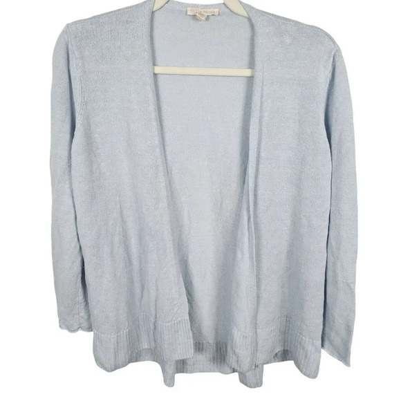 Eileen Fisher Women's Cardigan Size S Small 100% Linen Light Blue‎ Open Front - Picture 1 of 5